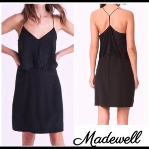 MADEWELL Black Silk lace Slip Dress sheer sz 4